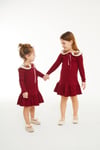 BORDO BEBE YAKALI ELBİSE