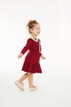 BORDO BEBE YAKALI ELBİSE