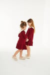 BORDO BEBE YAKALI ELBİSE