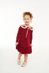 BORDO BEBE YAKALI ELBİSE