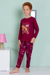 BORDO DİNAZOR DESENLİ PİJAMA TAKIMI