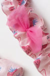 Çilek Desenli Bandana Hediyeli  Kız Bebek Elbise