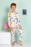 Dinazor Baskılı Pijama Takımı-Bej