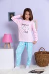 Mavi Pembe Köpek Baskılı Pijama Takımı 