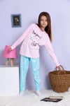 Mavi Pembe Köpek Baskılı Pijama Takımı 
