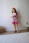 Minnie  Baskılı Pembe Kız Çocuk Şort Takım