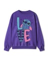 Mor Renkli Stitch Baskılı  Sweatshirt