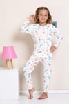 Robot Desenli Pijama Takımı Ekru