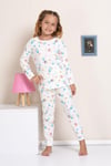 Robot Desenli Pijama Takımı Ekru