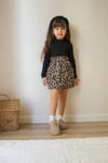 SİYAH BLUZ LEOPAR DESEN ETEK TAKIM