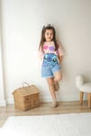Stitch Detaylı Kız Çocuk Kot Şort Takım
