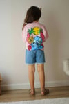 Stitch Detaylı Kız Çocuk Kot Şort Takım