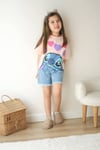 Stitch Detaylı Kız Çocuk Kot Şort Takım