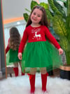 TÜTÜLÜ YEŞİL ETEKLİ YILBAŞI  ELBİSESİ