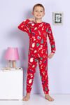 Unisex Kırmızı Yeniyıl  Pijama Takımı