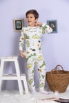 YEŞİL DİNOZOR DESENLİ PİJAMA TAKIMI KREM
