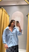 BEBE MAVİSİ OVERSİZE GÖMLEK 