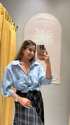 BEBE MAVİSİ OVERSİZE GÖMLEK 