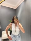 BEYAZ DÜĞME DETAYLI BLUZ 