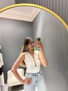 BEYAZ DÜĞME DETAYLI BLUZ 