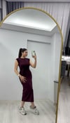 BORDO BAĞLAMALI ELBİSE