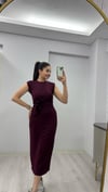 BORDO BAĞLAMALI ELBİSE