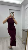 BORDO BAĞLAMALI ELBİSE