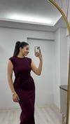 BORDO BAĞLAMALI ELBİSE