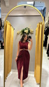 BORDO KADİFE ELBİSE
