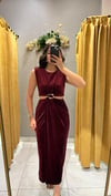 BORDO KADİFE ELBİSE