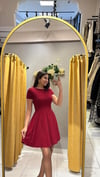 BORDO PİLELİ ELBİSE