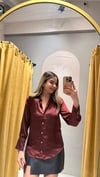BORDO SATEN GÖMLEK 