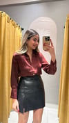 BORDO SATEN GÖMLEK 