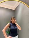 DİLVİN LACİVERT BÜZGÜLÜ BLUZ 