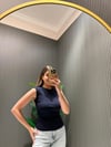 DİLVİN LACİVERT BÜZGÜLÜ BLUZ 