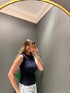 DİLVİN LACİVERT BÜZGÜLÜ BLUZ 
