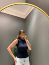 DİLVİN LACİVERT BÜZGÜLÜ BLUZ 