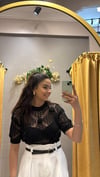 DLVN ÇİÇEK DETAYLI SİYAH CROP