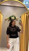DLVN ÇİÇEK DETAYLI SİYAH CROP
