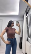 DLVN DÜĞMELİ CROP KAHVE 