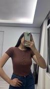 DLVN DÜĞMELİ CROP KAHVE 