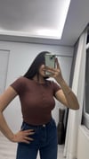 DLVN DÜĞMELİ CROP KAHVE 
