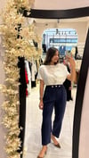 DÜĞME DETAYLI LACİ KETEN PANTOLON