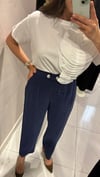 DÜĞME DETAYLI LACİ KETEN PANTOLON