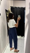 DÜĞME DETAYLI LACİ KETEN PANTOLON