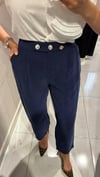 DÜĞME DETAYLI LACİ KETEN PANTOLON