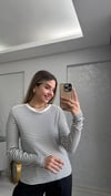 DÜĞMELİ ÇİZGİLİ BLUZ 