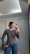 DÜĞMELİ ÇİZGİLİ BLUZ