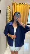 DÜŞÜK OMUZ LACİVERT GÖMLEK
