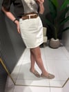 EKRU KEMERLİ KOT ETEK